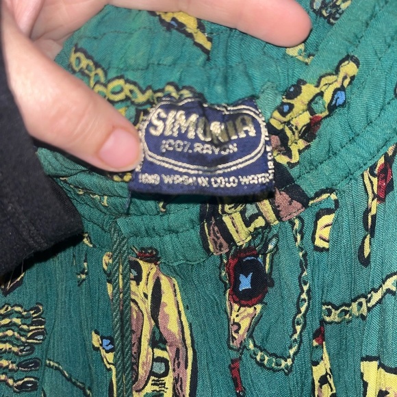 Maxi Skirt SIMONIA Green Gold Jewelry Pattern Size 8 EUC 38” Long EUC - Picture 4 of 5